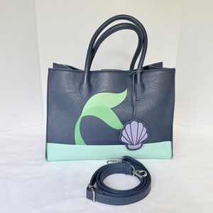Disney Loungefly Tote Bag Womens Large Navy Blue Excellent Ariel Mermaid Tail